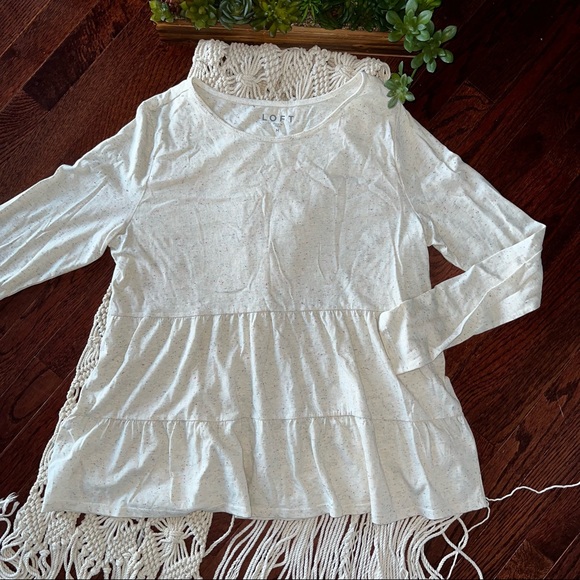 Loft | Confetti Heathered Tiered Long Sleeve Blouse - Picture 2 of 5